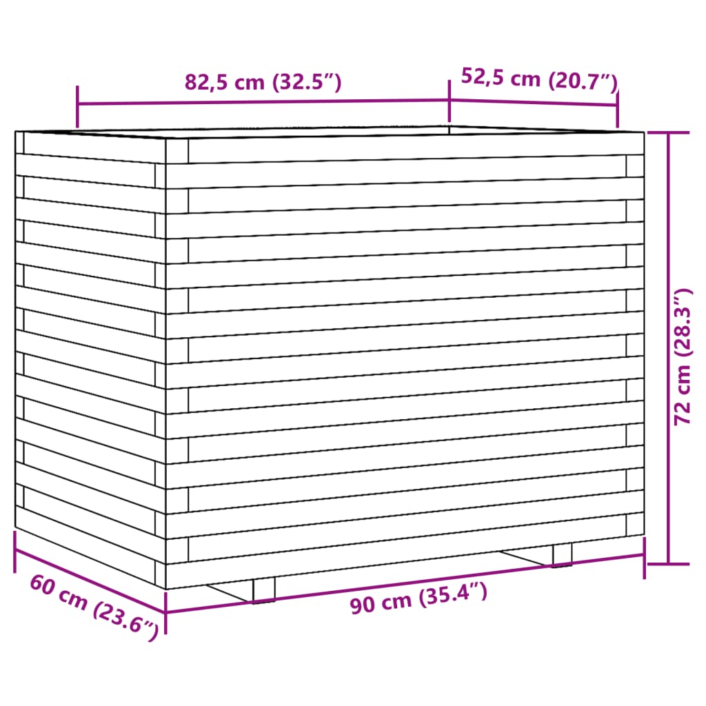 Pflanzkübel 90x60x72 cm Massivholz Douglasie