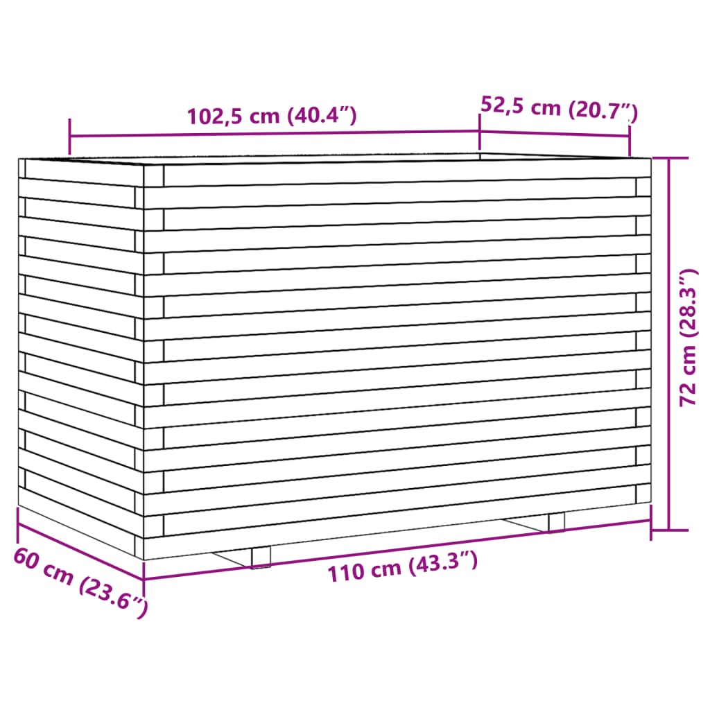 Pflanzkübel 110x60x72 cm Massivholz Douglasie