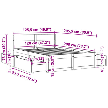 Massivholzbett ohne Matratze 120x200 cm Kiefernholz