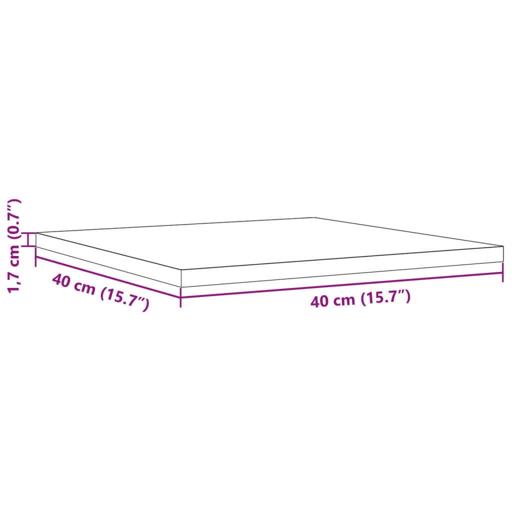 Tischplatte 40x40x1,7 cm Quadratisch Massivholz Kiefer