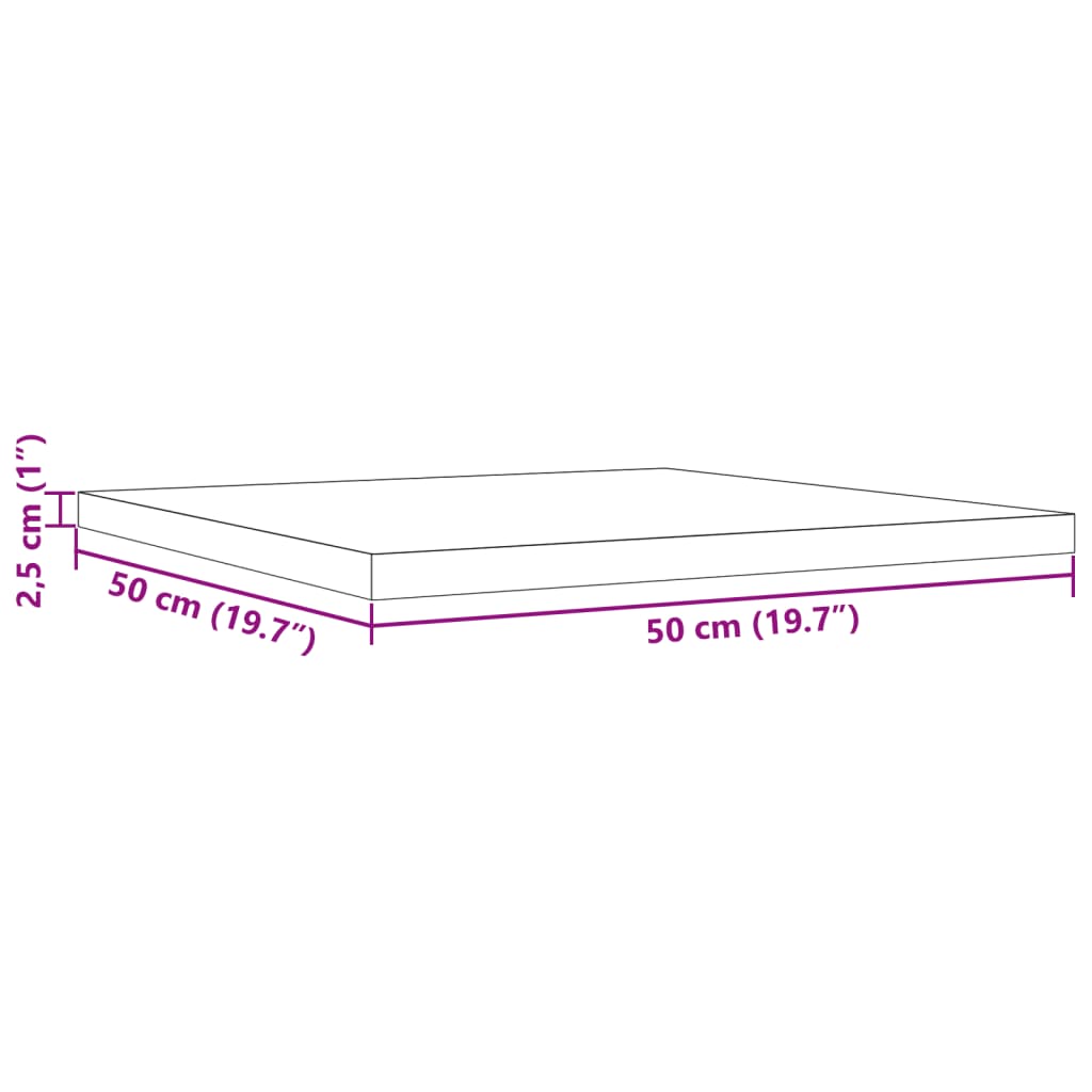 Tischplatte 50x50x2,5 cm Quadratisch Massivholz Kiefer