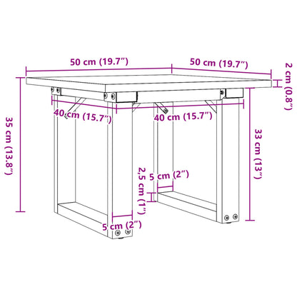 Couchtisch O-Gestell 50x50x35cm Massivholz Kiefer und Gusseisen