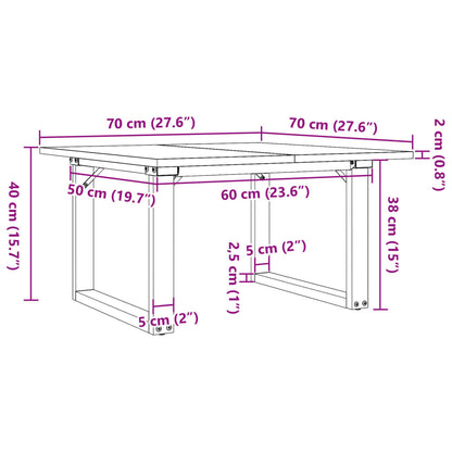 Couchtisch O-Gestell 70x70x40cm Massivholz Kiefer und Gusseisen