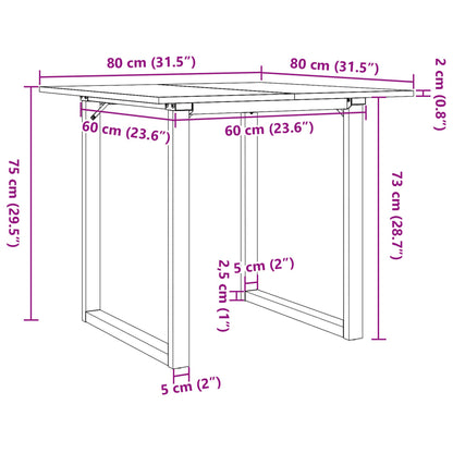 Esstisch O-Gestell 80x80x75 cm Massivholz Kiefer und Gusseisen