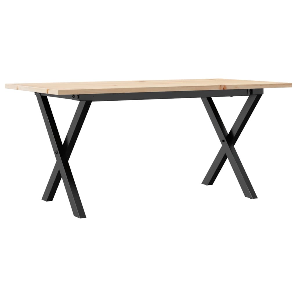 Couchtisch X-Gestell 90x40x45cm Massivholz Kiefer und Gusseisen