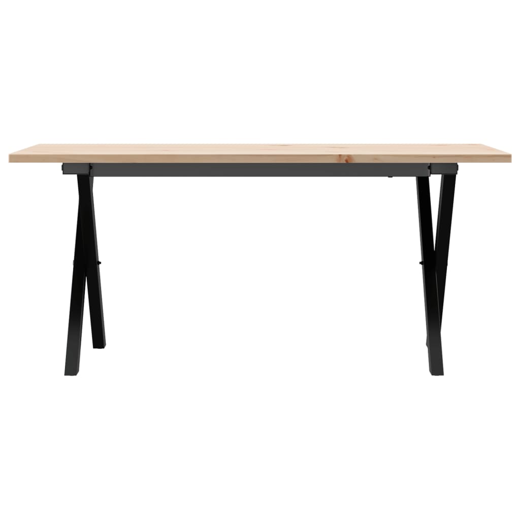 Couchtisch X-Gestell 90x40x45cm Massivholz Kiefer und Gusseisen