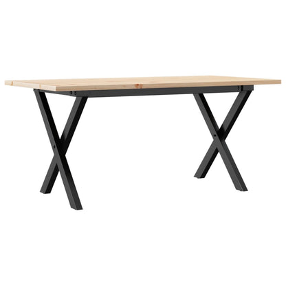 Couchtisch X-Gestell 90x40x45cm Massivholz Kiefer und Gusseisen