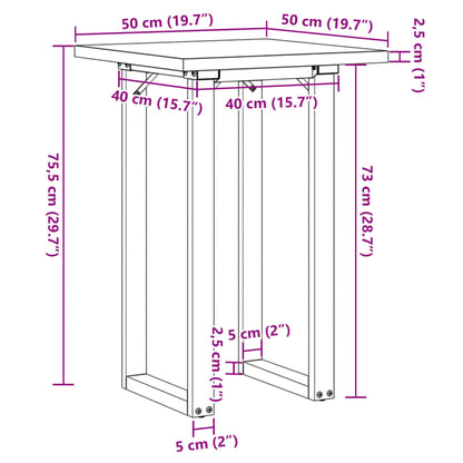 Esstisch O-Gestell 50x50x75,5 cm Massivholz Kiefer & Gusseisen