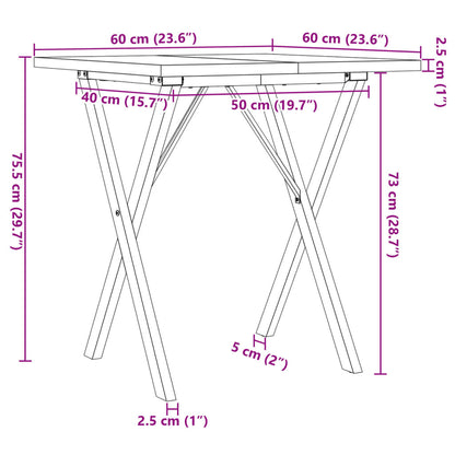 Esstisch X-Gestell 60x60x75,5cm Massivholz Kiefer und Gusseisen