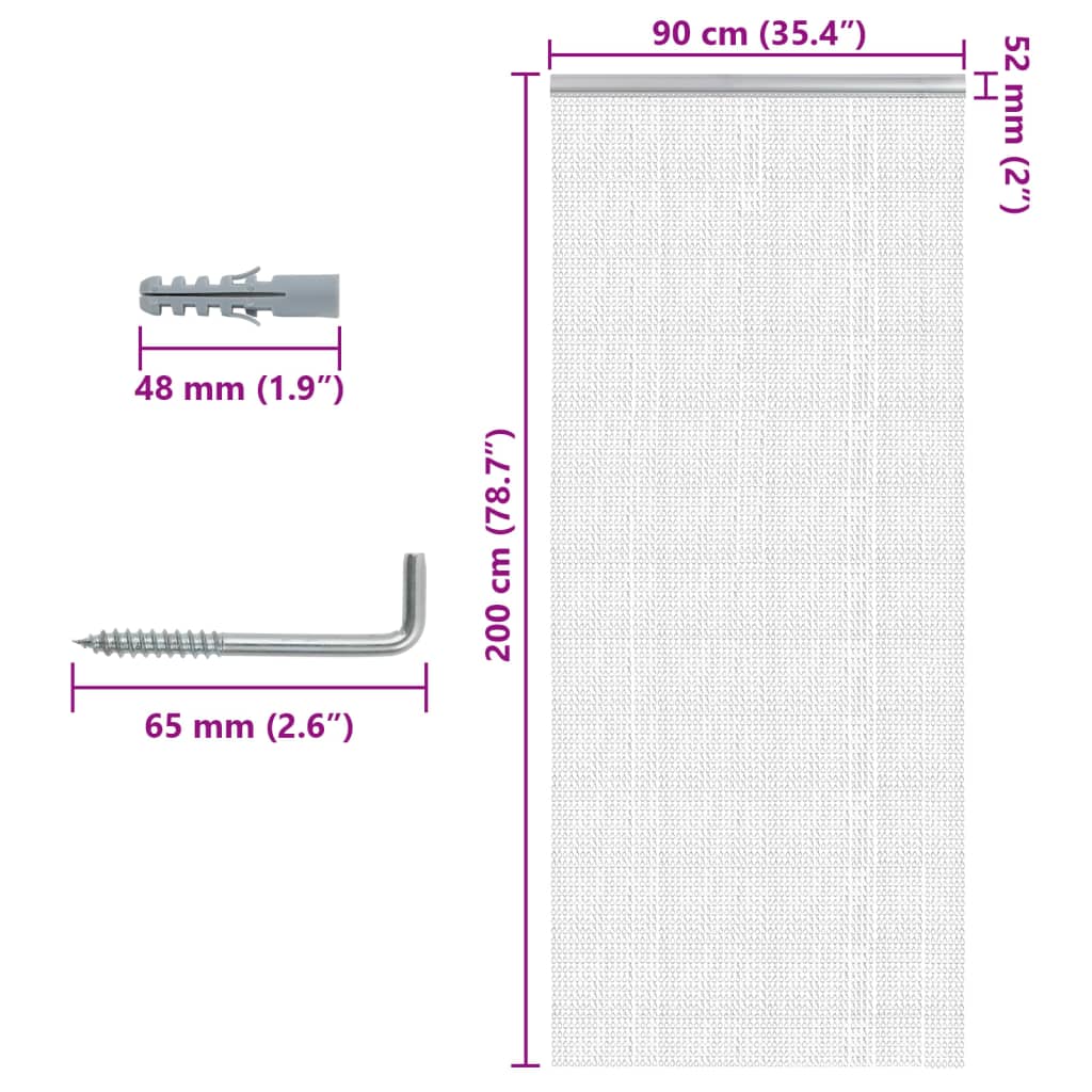 Türvorhang aus Ketten 90x200 cm Aluminium