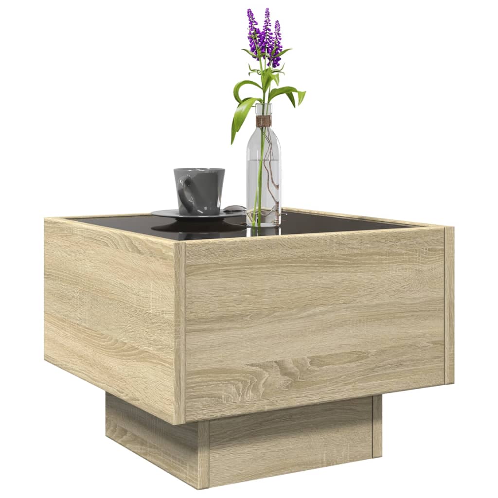 Beistelltisch mit LED Sonoma Eiche 40x40x30 cm Holzwerkstoff