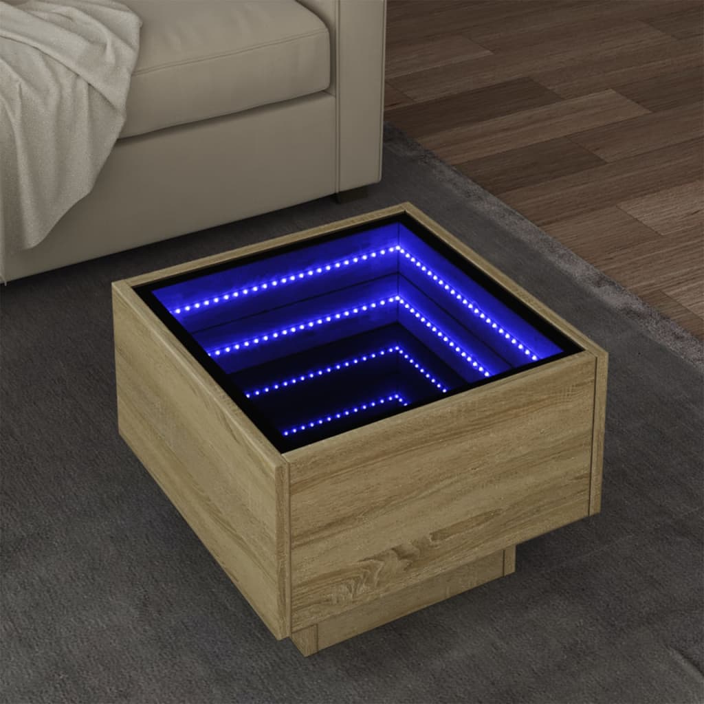 Beistelltisch mit LED Sonoma Eiche 40x40x30 cm Holzwerkstoff