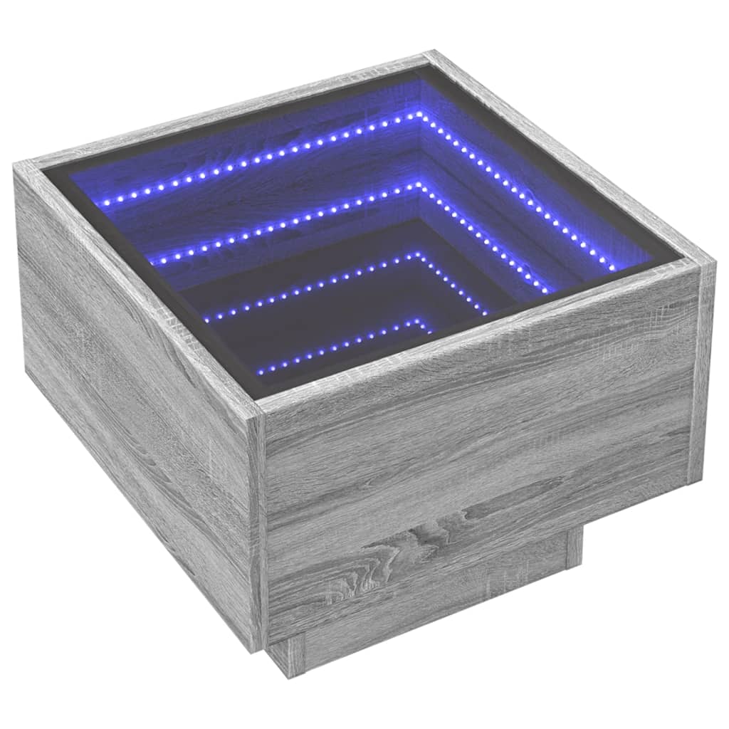 Beistelltisch mit LED Grau Sonoma 40x40x30 cm Holzwerkstoff