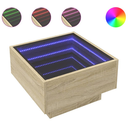 LED-Couchtisch Sonoma Eiche 50x50x30 cm Holzwerkstoff