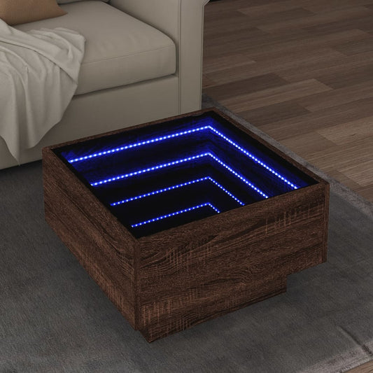 LED-Couchtisch Braun Eichen-Optik 50x50x30 cm Holzwerkstoff