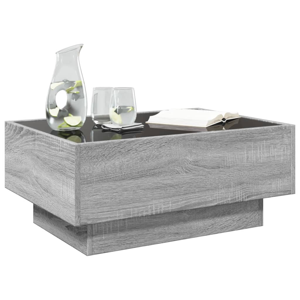 LED-Couchtisch Grau Sonoma 70x50x30 cm Holzwerkstoff