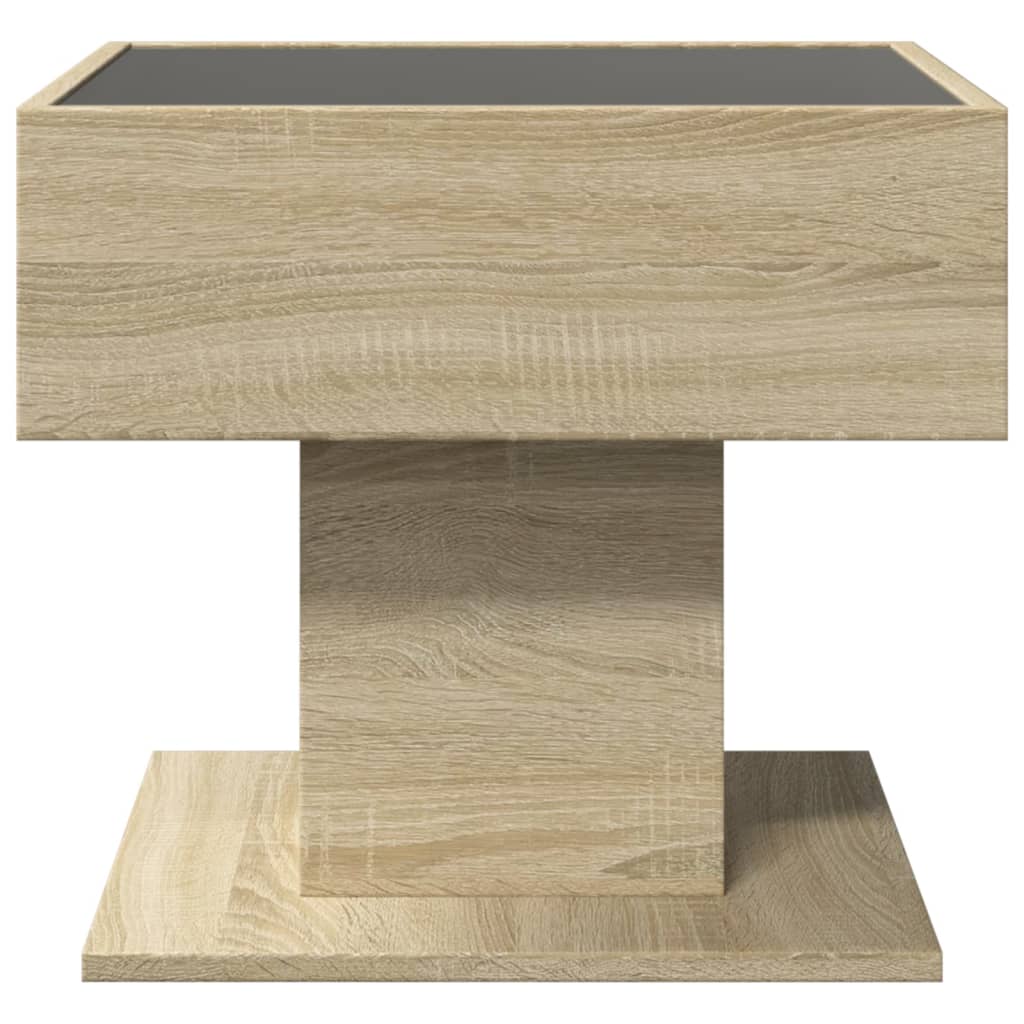 LED-Couchtisch Sonoma Eiche 50x50x45 cm Holzwerkstoff