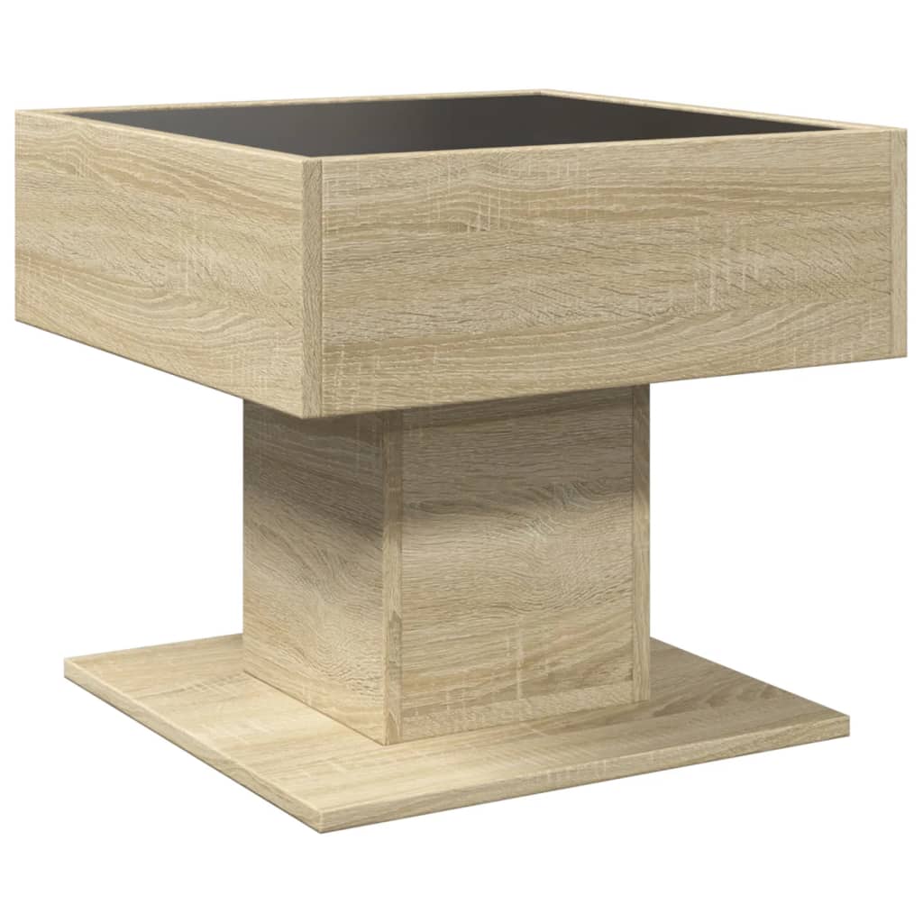 LED-Couchtisch Sonoma Eiche 50x50x45 cm Holzwerkstoff