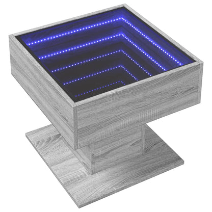 LED-Couchtisch Grau Sonoma 50x50x45 cm Holzwerkstoff