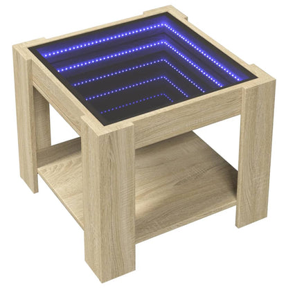 LED-Couchtisch Sonoma Eiche 53x53x45 cm Holzwerkstoff