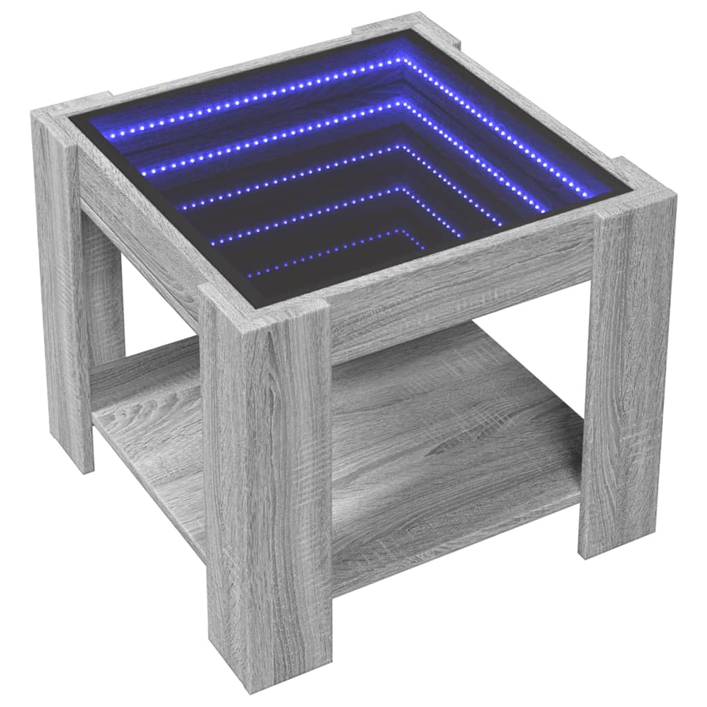 LED-Couchtisch Grau Sonoma 53x53x45 cm Holzwerkstoff