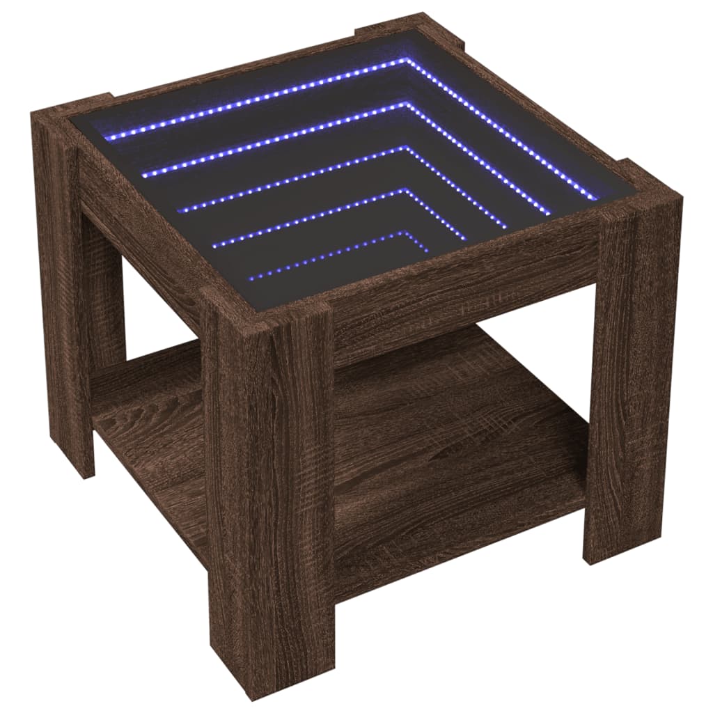 LED-Couchtisch Braun Eichen-Optik 53x53x45 cm Holzwerkstoff