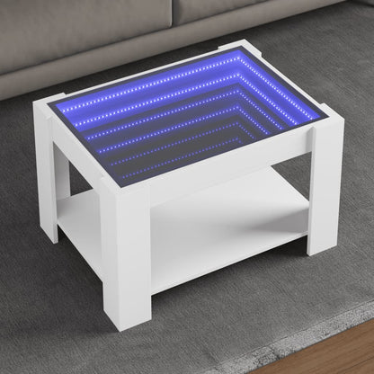 Couchtisch mit LED-Leuchten Weiß 73x53x45 cm Holzwerkstoff