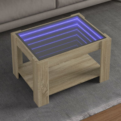 LED-Couchtisch Sonoma Eiche 73x53x45 cm Holzwerkstoff