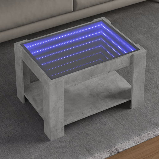 LED-Couchtisch Betongrau 73x53x45 cm Holzwerkstoff