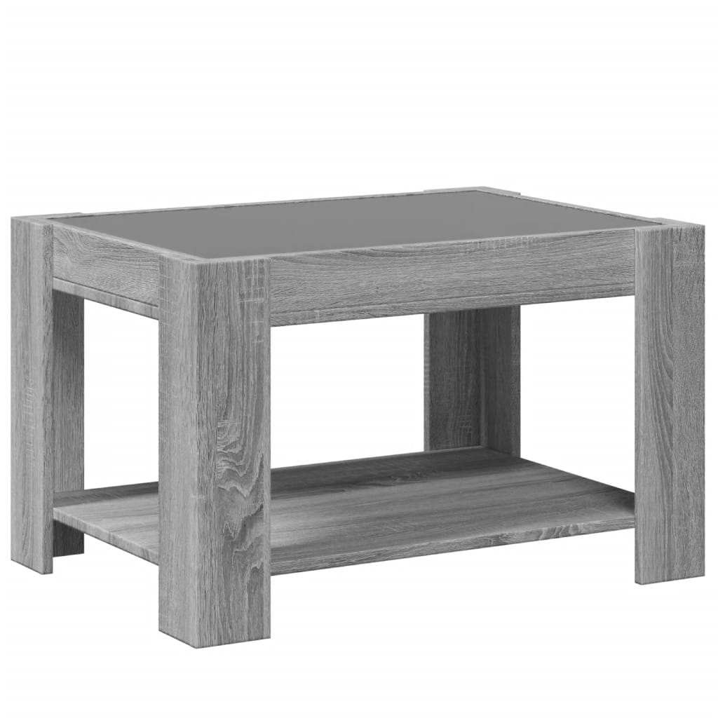 LED-Couchtisch Grau Sonoma 73x53x45 cm Holzwerkstoff