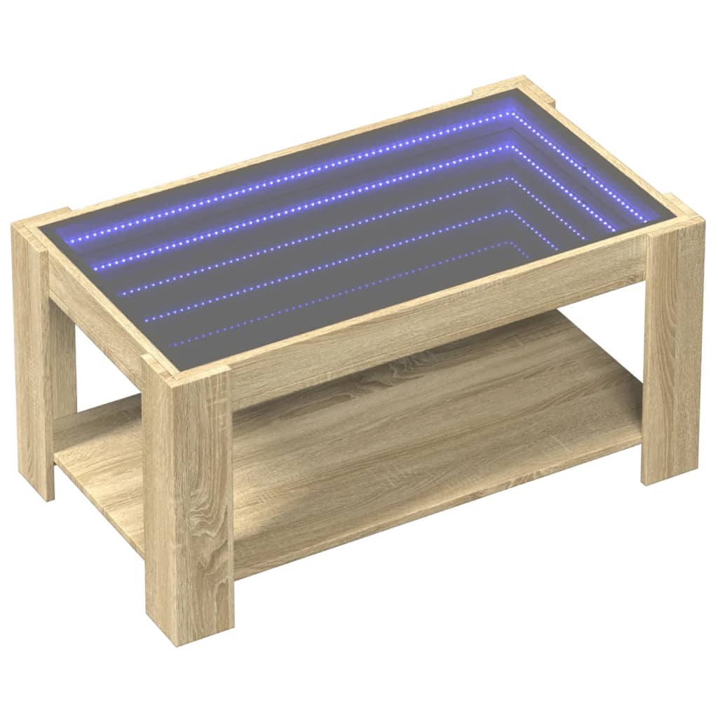 LED-Couchtisch Sonoma Eiche 93x53x45 cm Holzwerkstoff