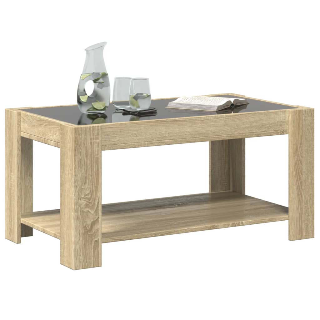 LED-Couchtisch Sonoma Eiche 93x53x45 cm Holzwerkstoff