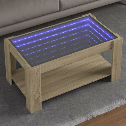 LED-Couchtisch Sonoma Eiche 93x53x45 cm Holzwerkstoff