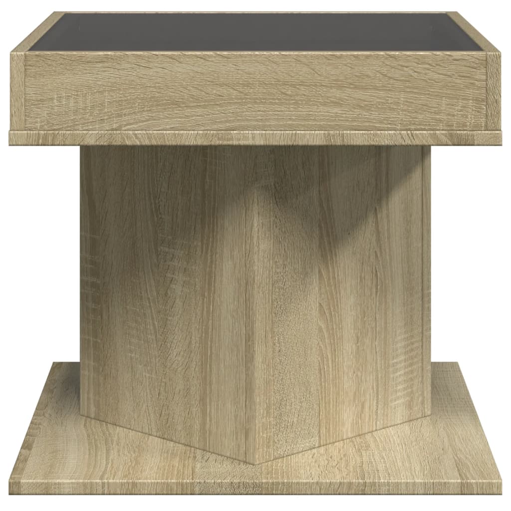 LED-Couchtisch Sonoma Eiche 50x50x45 cm Holzwerkstoff