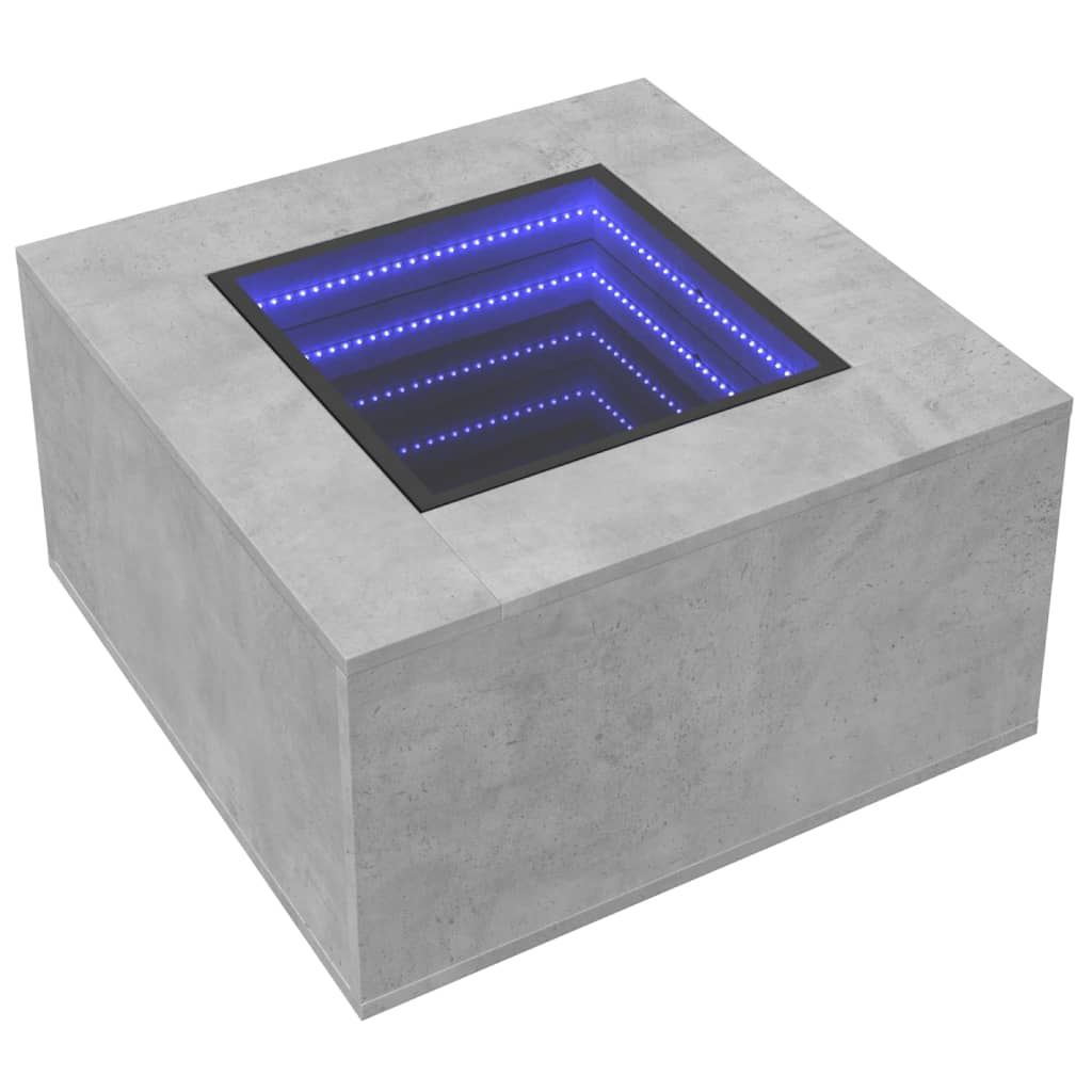 LED-Couchtisch Betongrau 60x60x40 cm Holzwerkstoff