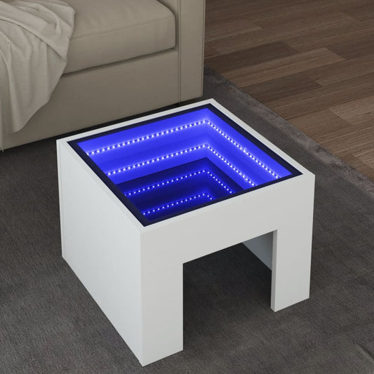 Couchtisch mit Infinity-LED Weiß 40x40x30 cm