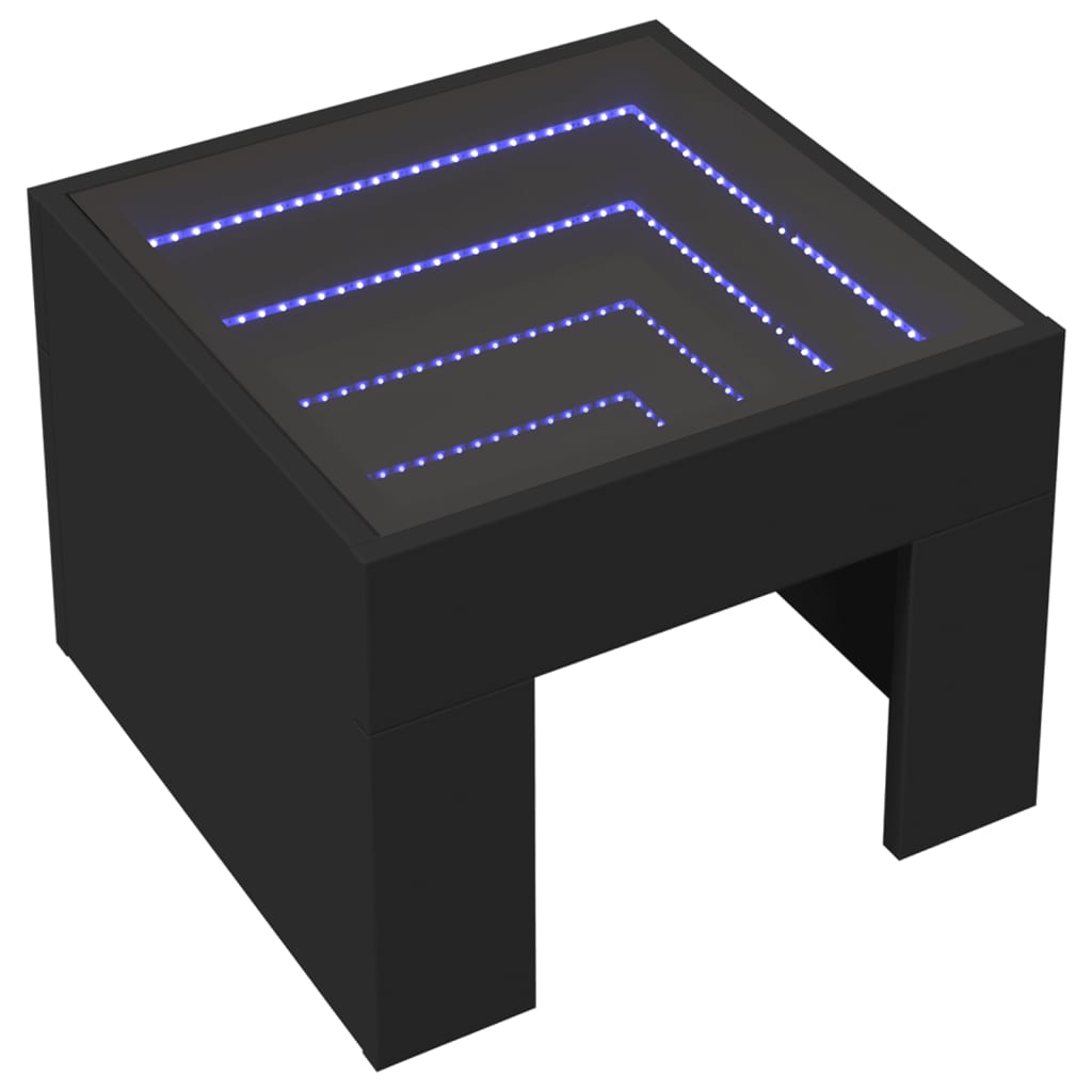 Couchtisch mit Infinity-LED Schwarz 40x40x30 cm