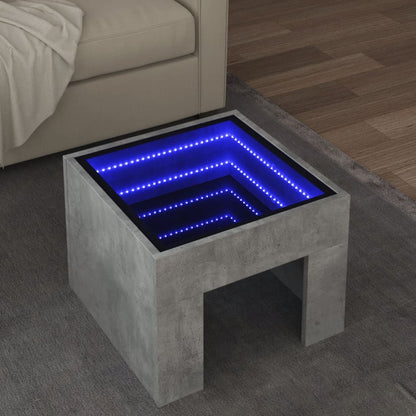 Couchtisch mit Infinity-LED Betongrau 40x40x30 cm