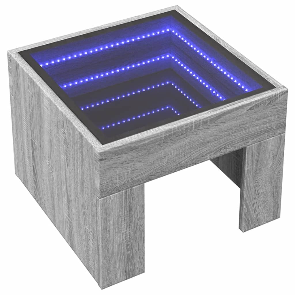 Couchtisch mit Infinity-LED Grau Sonoma 40x40x30 cm