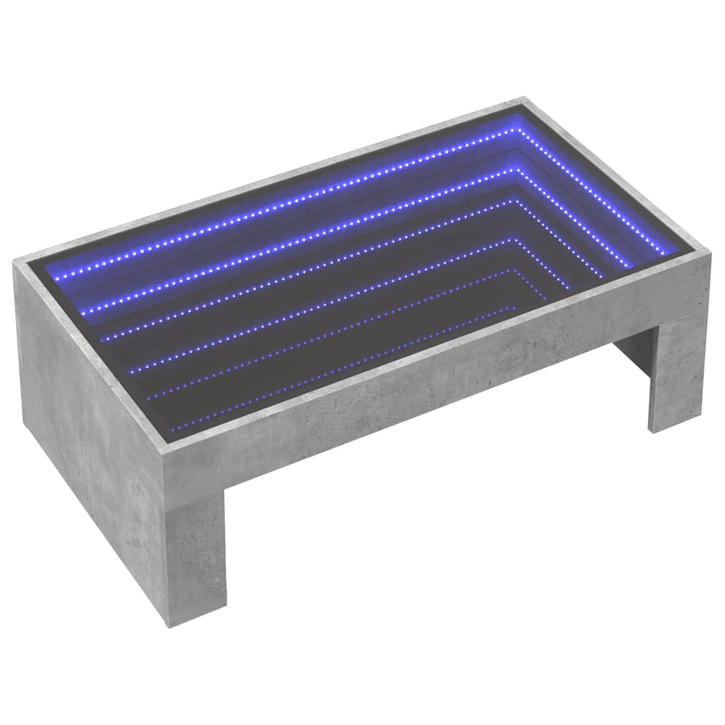 Couchtisch mit Infinity-LED Betongrau 90x50x30 cm