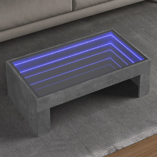 Couchtisch mit Infinity-LED Betongrau 90x50x30 cm