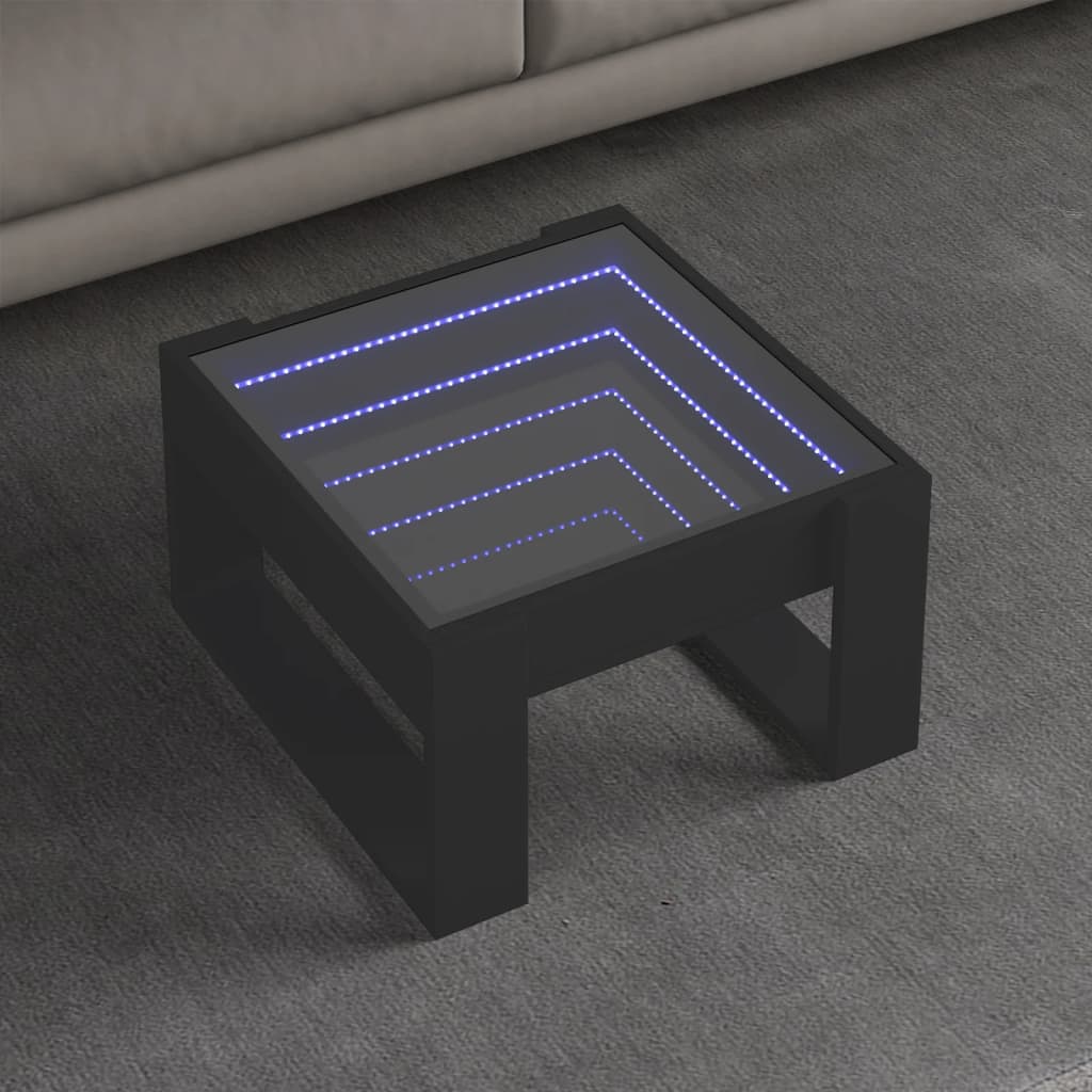 Couchtisch mit Infinity-LED Schwarz 50x53x30 cm