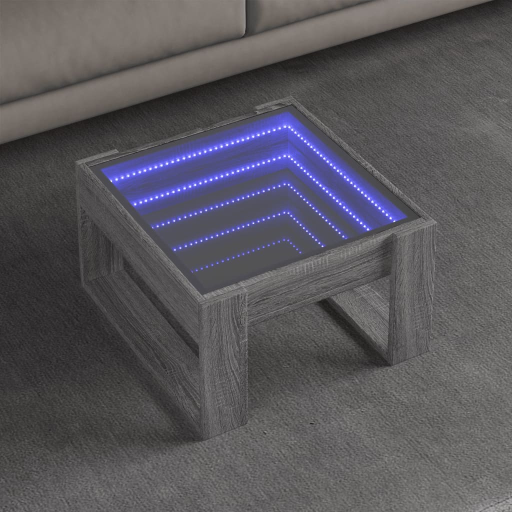 Couchtisch mit Infinity-LED Grau Sonoma 50x53x30 cm