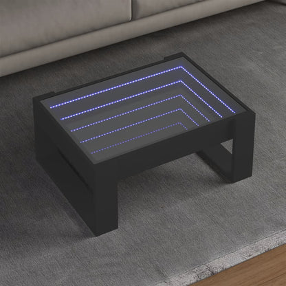 Couchtisch mit Infinity-LED Schwarz 70x53x30 cm