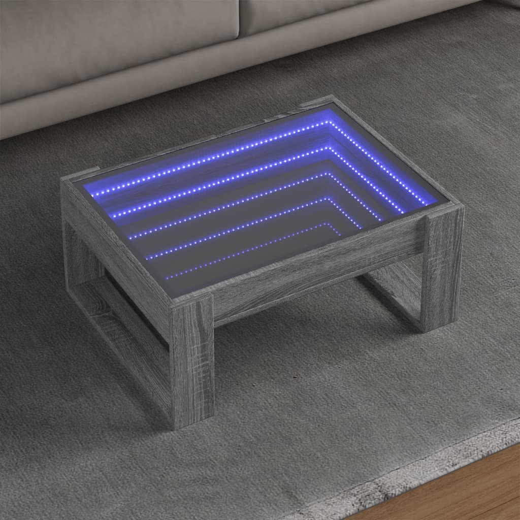 Couchtisch mit Infinity-LED Grau Sonoma 70x53x30 cm