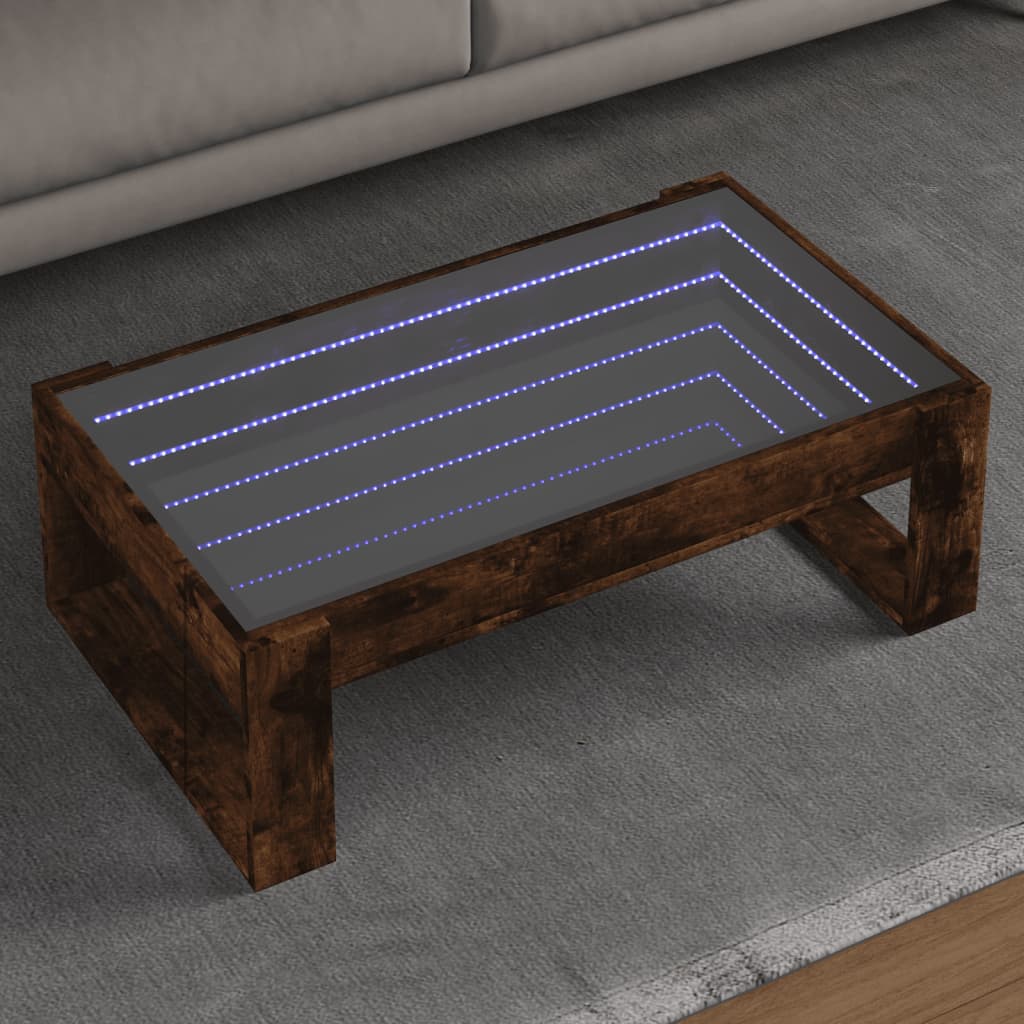 Couchtisch mit Infinity-LED Räuchereiche 90x53x30 cm