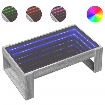 Couchtisch mit Infinity-LED Grau Sonoma 90x53x30 cm