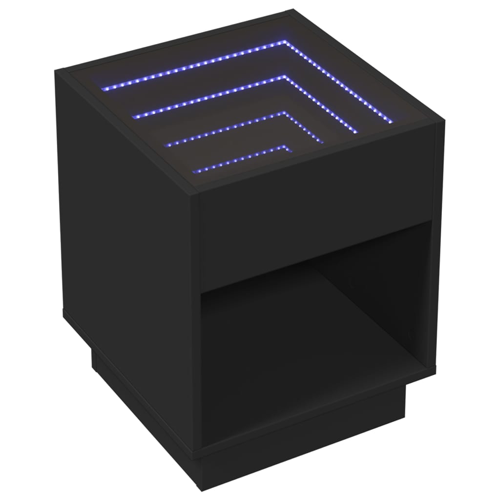 Couchtisch mit Infinity-LED Schwarz 40x40x50 cm