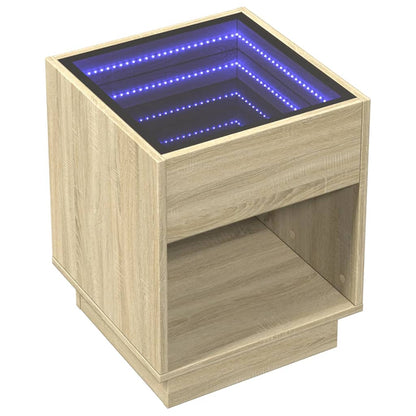 Couchtisch mit Infinity-LED Sonoma-Eiche 40x40x50 cm