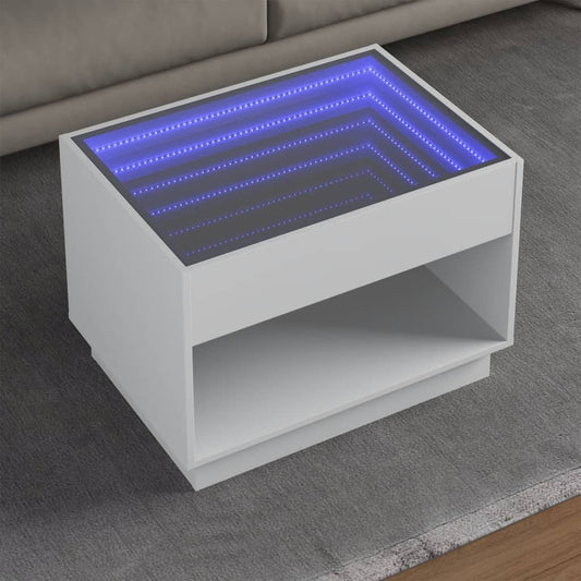 Couchtisch mit Infinity-LED Weiß 70x50x50 cm